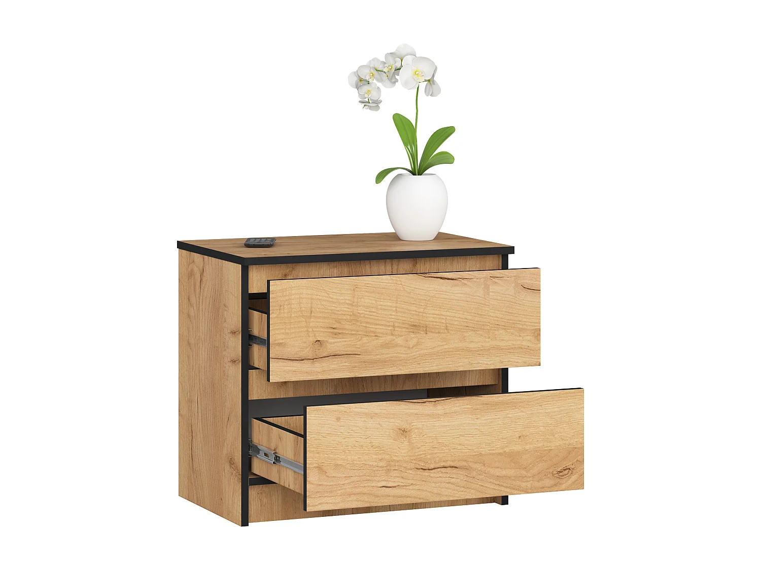 Szafka nocna AKORD K60 Dąb Craft 60 cm 2 szuflady kolor Dąb Craft mat 60x40x55 cm