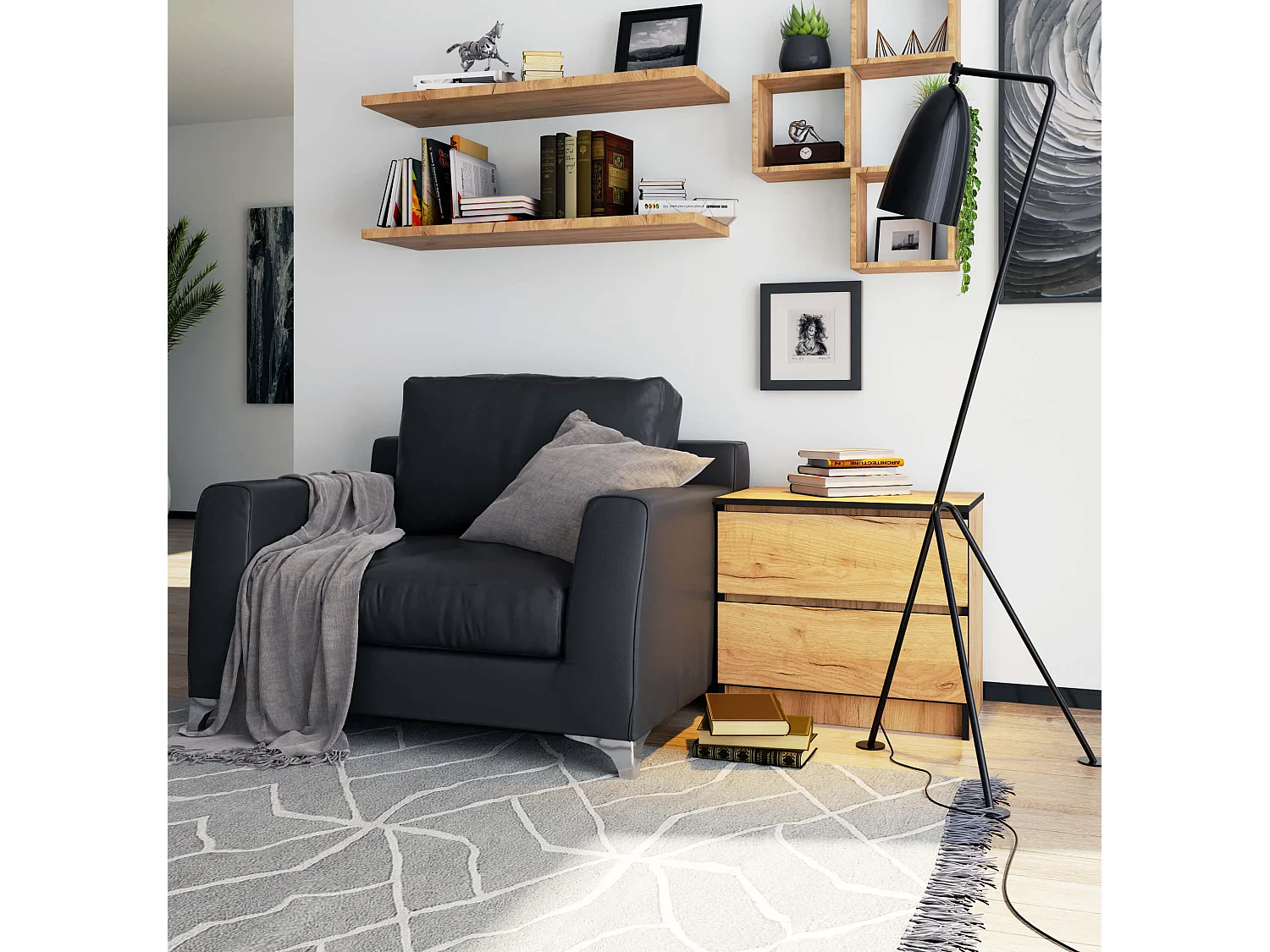 Szafka nocna AKORD K60 Dąb Craft 60 cm 2 szuflady kolor Dąb Craft mat 60x40x55 cm