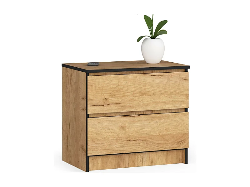 Szafka nocna AKORD K60 Dąb Craft 60 cm 2 szuflady kolor Dąb Craft mat 60x40x55 cm