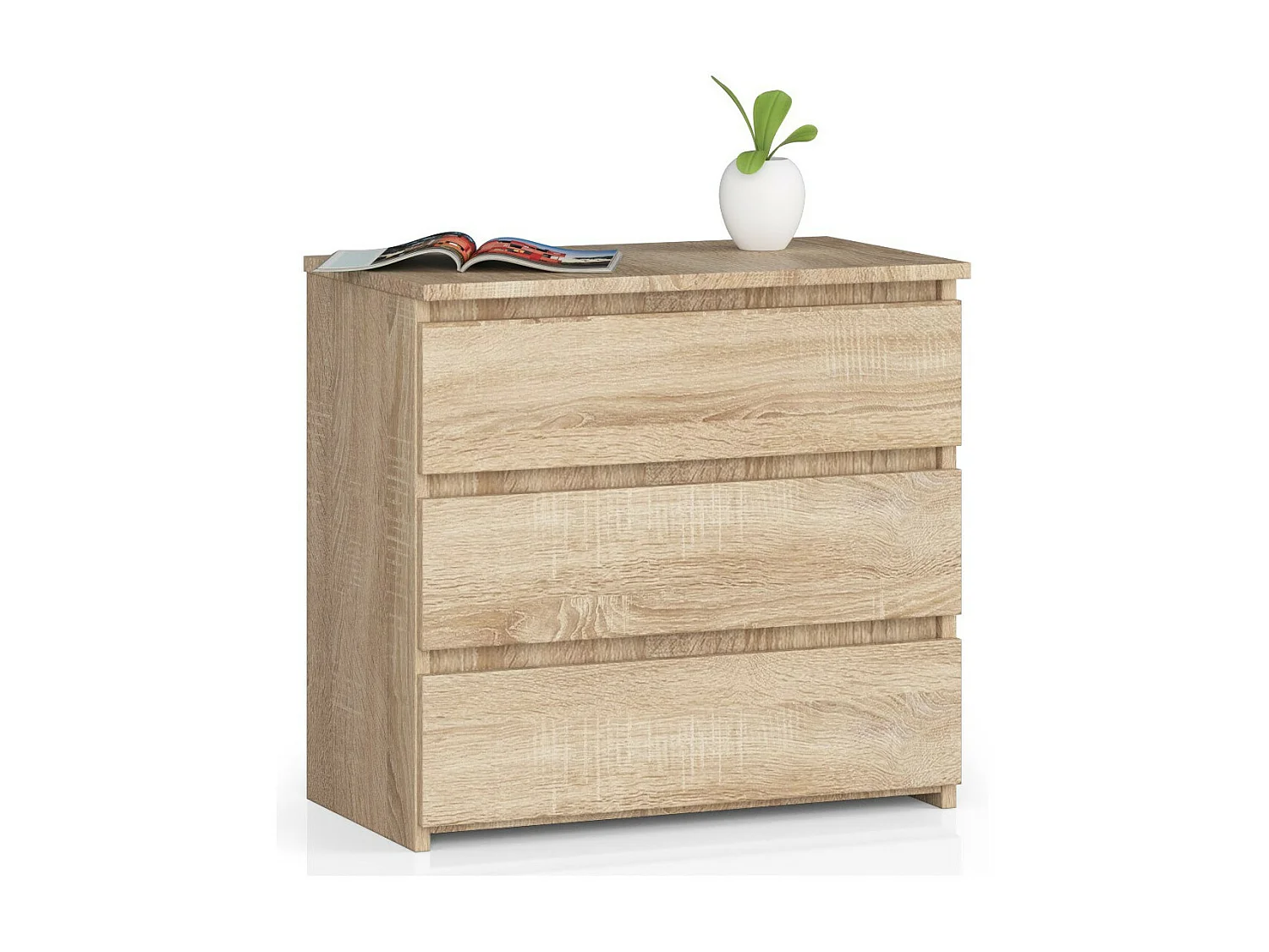 Sonoma Eiken Dressoir - 3 Lades, 60x57x35 cm, Zelfmontage, ABS Afwerking - Mat Droom Dressoir