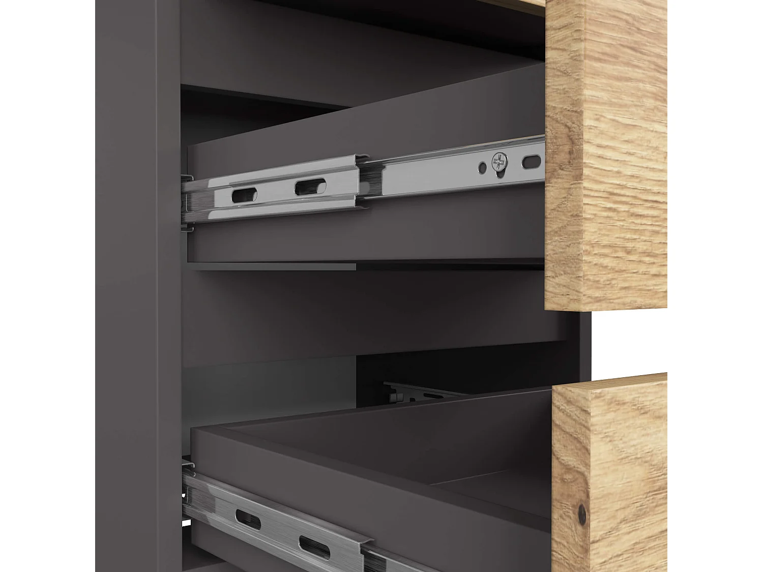 Nachtkastje CL3/40 met 3 Lades / AKORD Furniture Factory / Grafietgrijs - Eiken / 40 x 57 x 35 cm