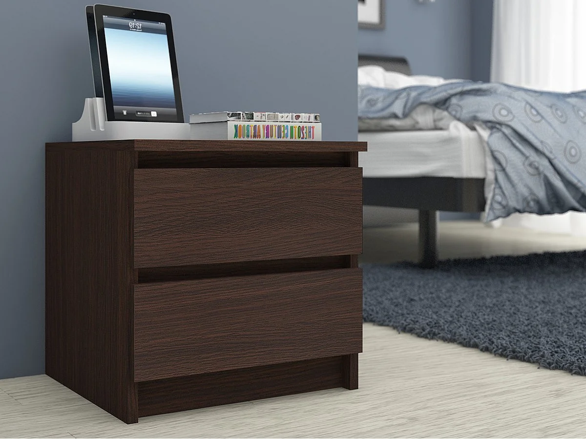 Table de chevet AKORD K60 Wengé 60 cm 2 tiroirs façade Wengé 60x40x55 cm