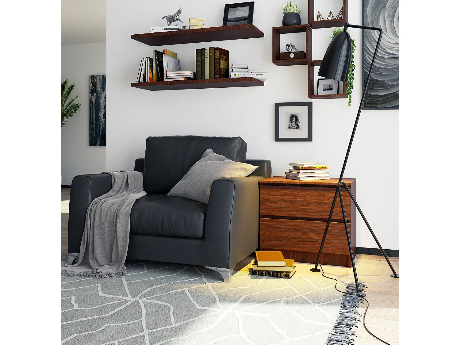 Table de chevet AKORD K60 Wengé 60 cm 2 tiroirs façade Wengé 60x40x55 cm