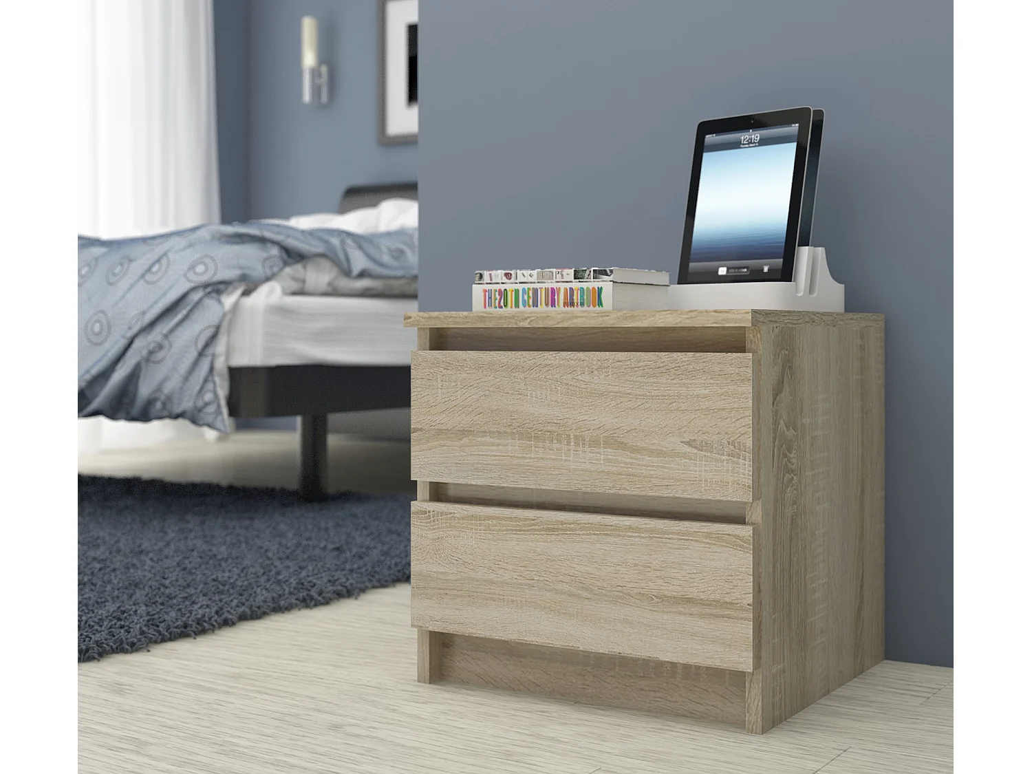 Szafka nocna AKORD K60 Dąb Sonoma 60 cm 2 szuflady kolor Dąb Sonoma mat 60x40x55 cm