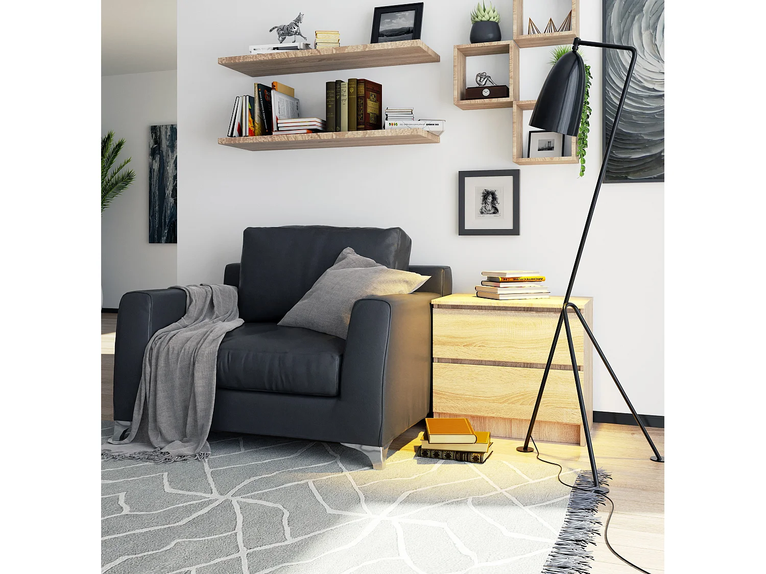 Szafka nocna AKORD K60 Dąb Sonoma 60 cm 2 szuflady kolor Dąb Sonoma mat 60x40x55 cm