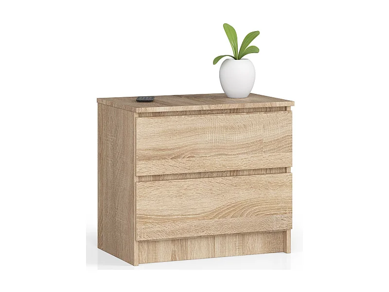 Szafka nocna AKORD K60 Dąb Sonoma 60 cm 2 szuflady kolor Dąb Sonoma mat 60x40x55 cm