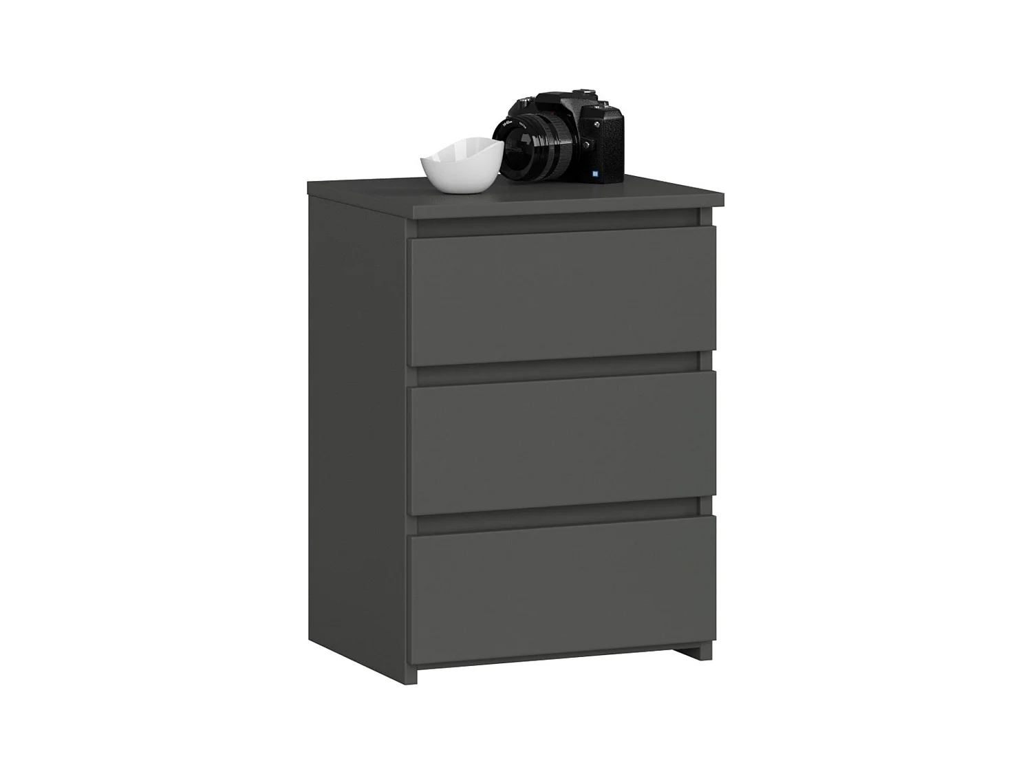 Table de chevet AKORD CL3 Gris Graphite 40 cm 3 tiroirs façade Gris Graphite 40x35x57 cm