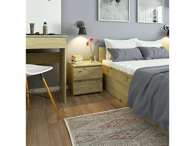 Nachtkastje CL2 met 2 Lades / AKORD Furniture Factory / Artisan Eik / 40 x 40 x 35 cm