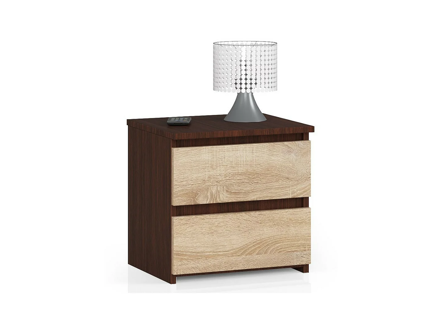 Table de chevet AKORD CL2 Wengé 40 cm 2 tiroirs façade Chêne Sonoma 40x35x40 cm