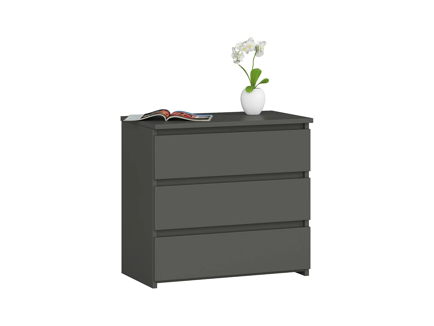 Table de chevet AKORD CL3 Gris Graphite 60 cm 3 tiroirs façade Gris Graphite 60x35x57 cm
