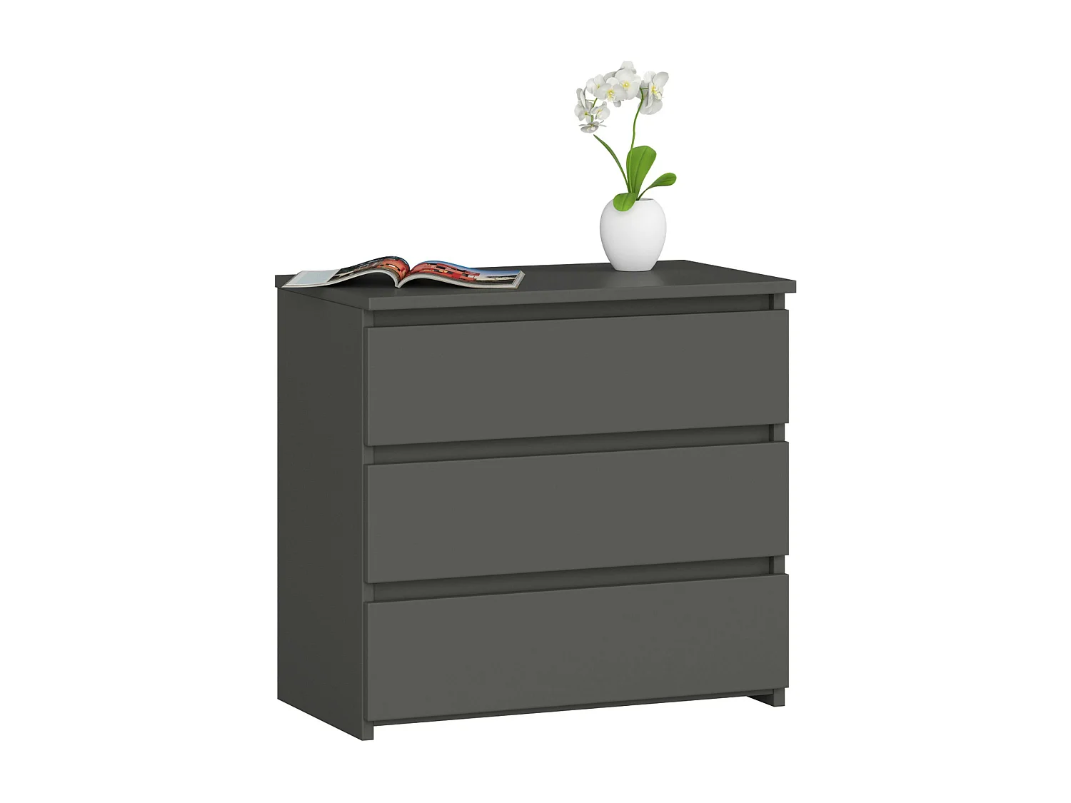 Nachtkastje CL3 met 3 Lades / AKORD Furniture Factory / Grafietgrijs / 60 x 57 x 35 cm