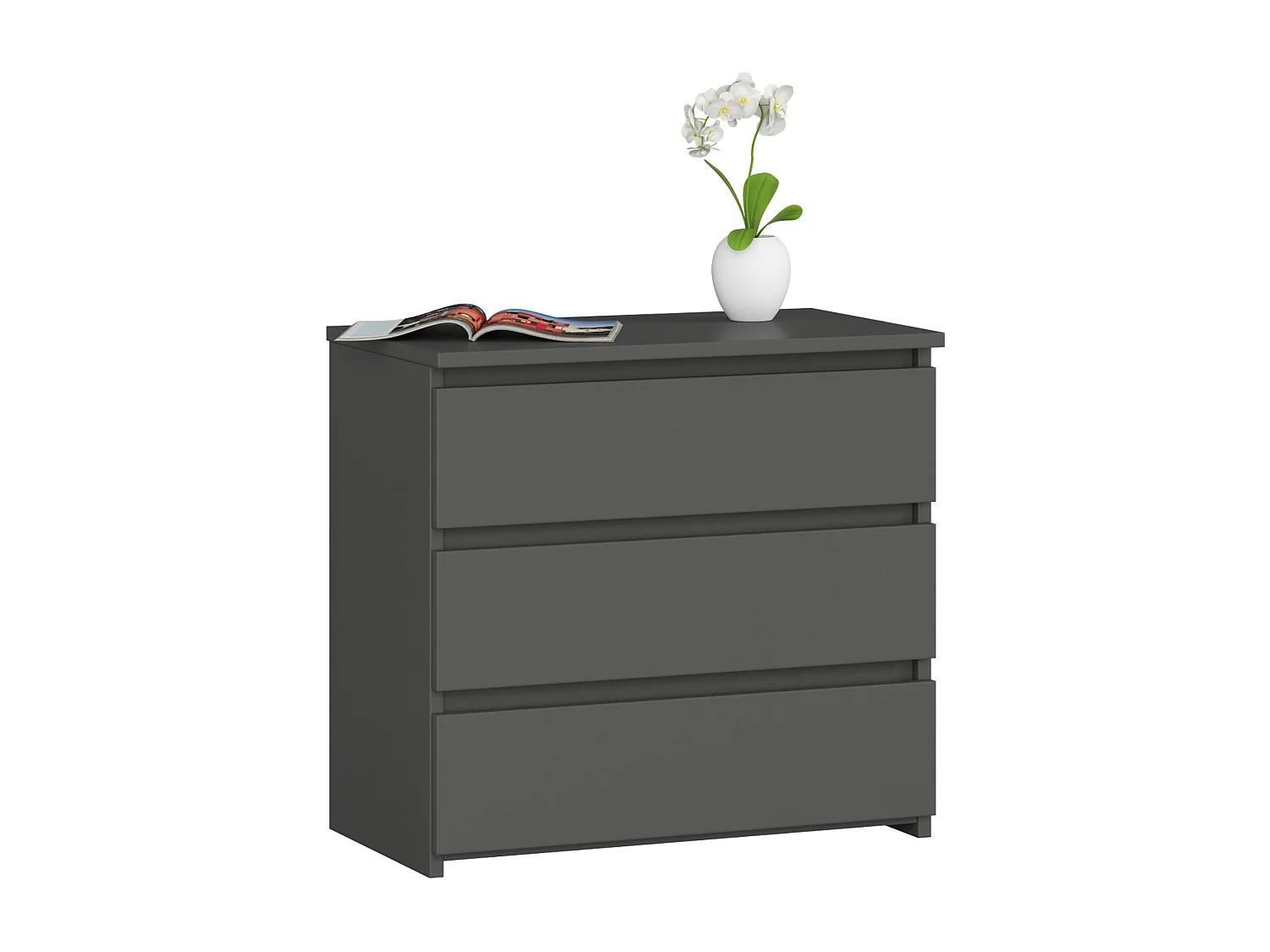 Table de chevet AKORD CL3 Gris Graphite 60 cm 3 tiroirs façade Gris Graphite 60x35x57 cm