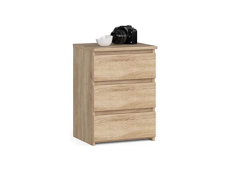 Sonoma Eiken Nachtkastje met 3 Laden – Modern Design en Zelfmontage – 40x57x35 cm