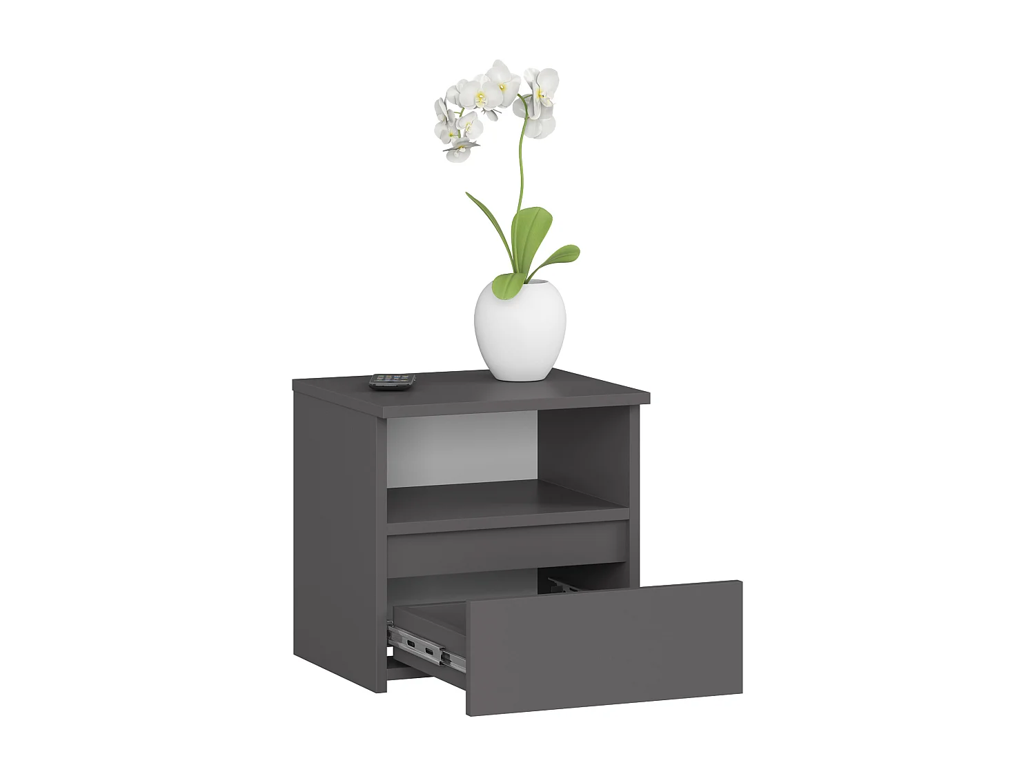 Table de chevet AKORD CL1 Gris Graphite 40 cm 1 tiroir façade Gris Graphite 1 étagère 40x35x40 cm