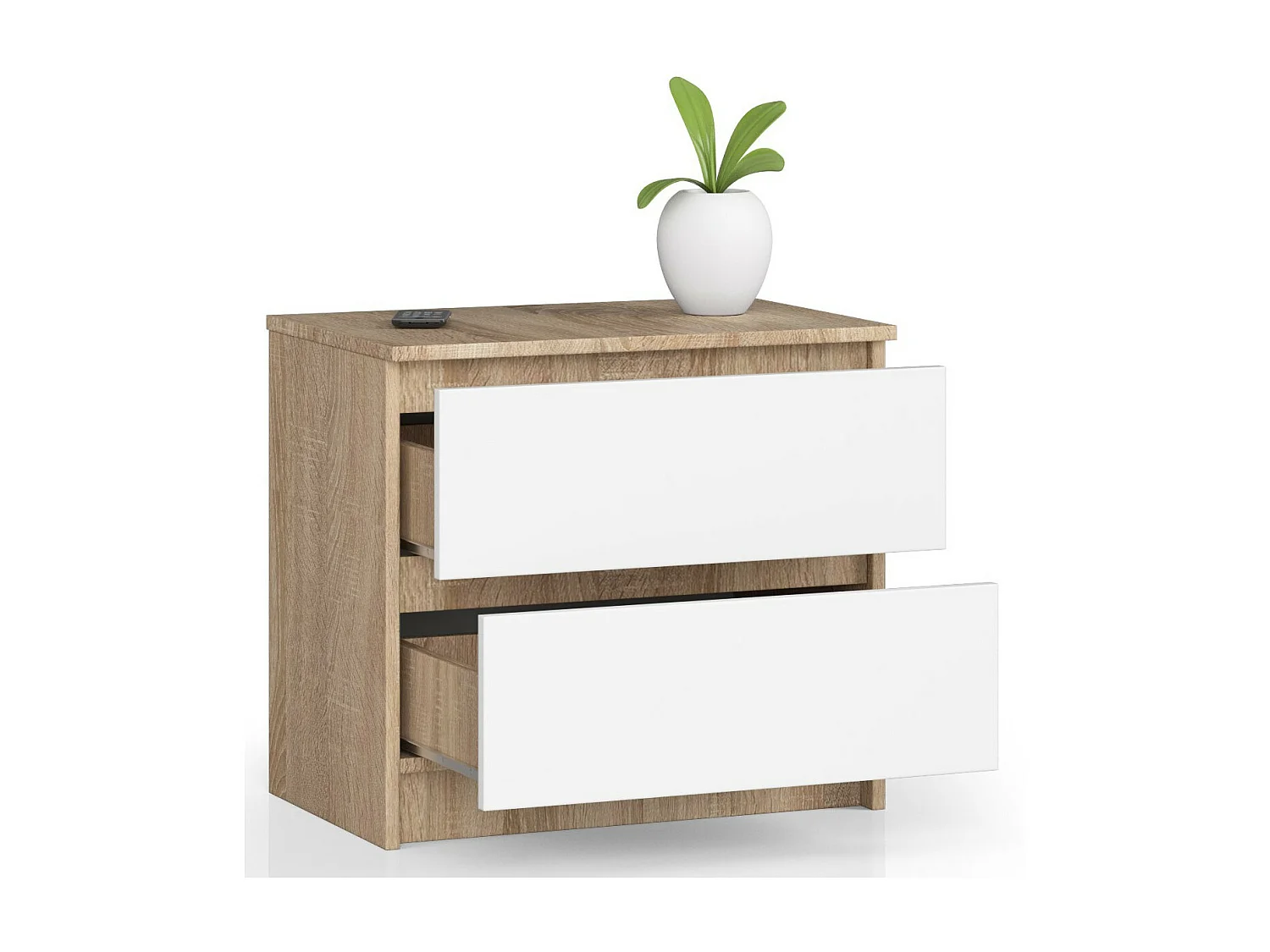 Ladekast K60 met 2 Lades / AKORD Furniture Factory / Sonoma Eik - Wit / 60 x 55 x 40 cm