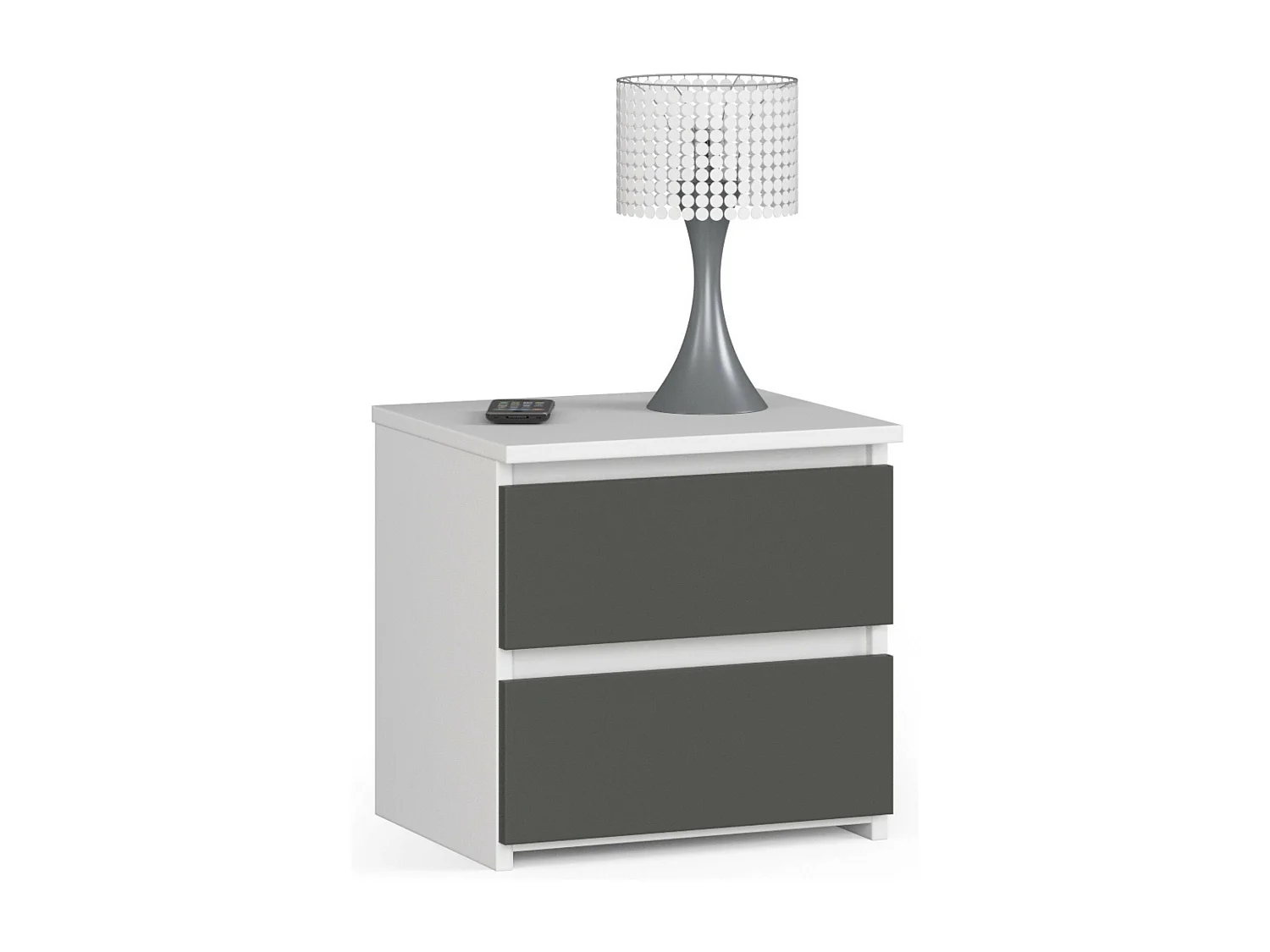 Nachtkastje CL2 met 2 Lades / AKORD Furniture Factory / Wit - Grafietgrijs / 40 x 40 x 35 cm