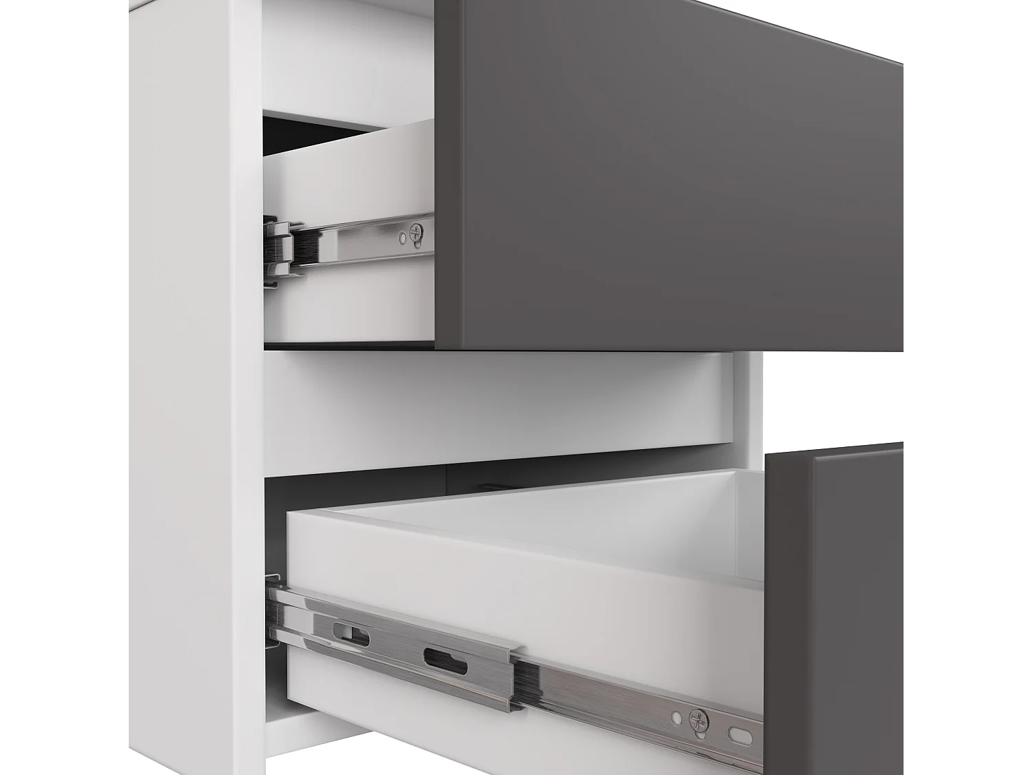 Mesita de noche AKORD CL2 Blanco 40 cm 2 cajones frente en color Grafito Gris 40x35x40 cm