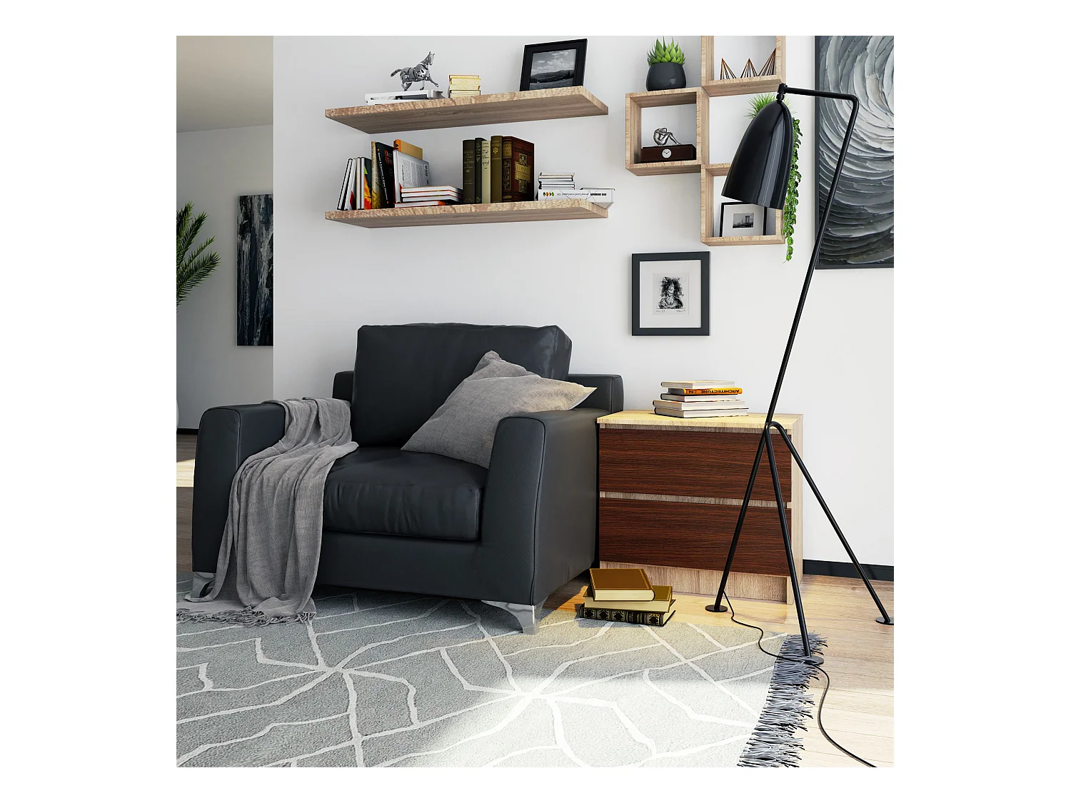 Table de chevet AKORD K60 Chêne Sonoma 60 cm 2 tiroirs façade Wengé 60x40x55 cm