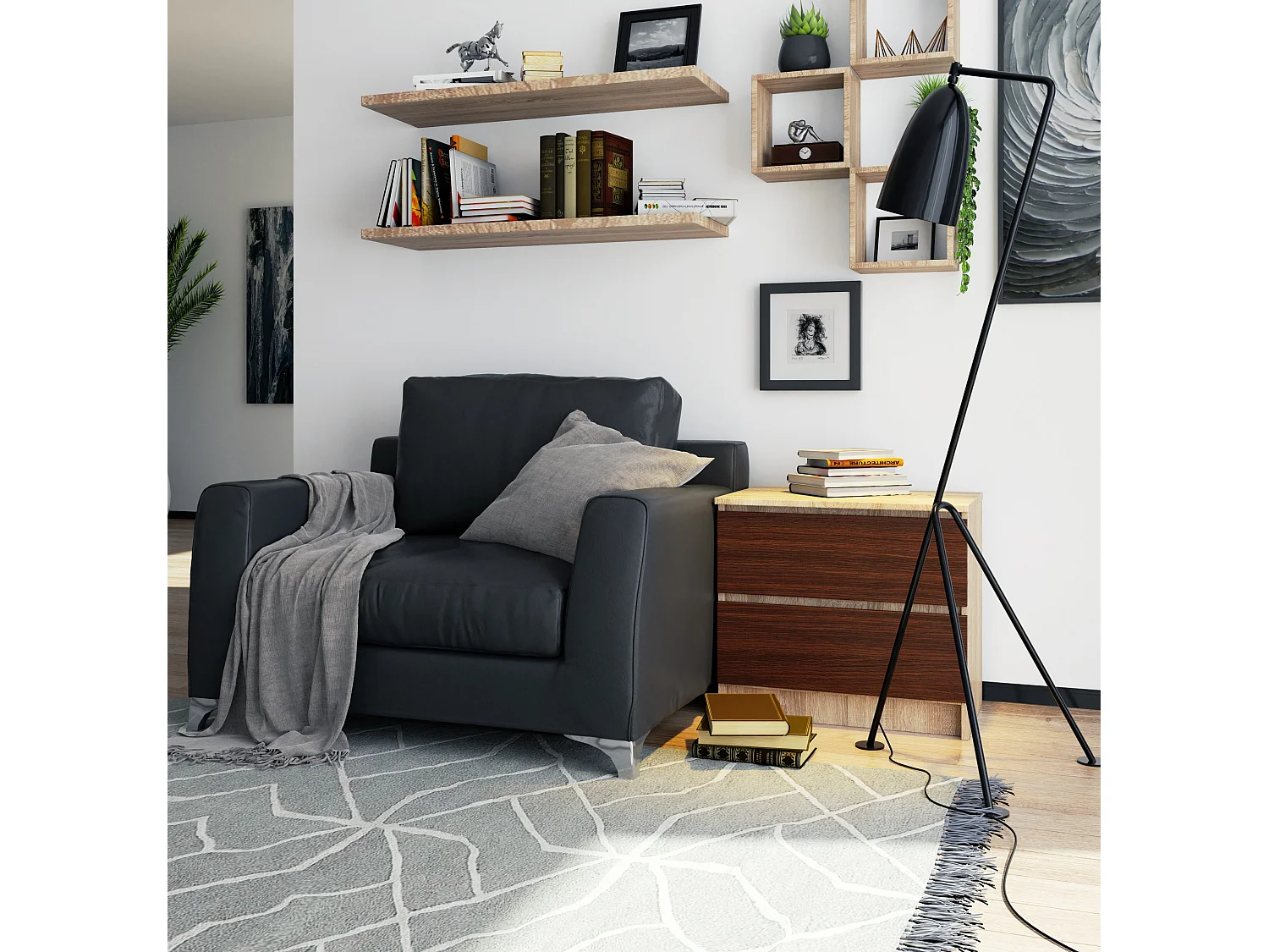 Table de chevet AKORD K60 Chêne Sonoma 60 cm 2 tiroirs façade Wengé 60x40x55 cm