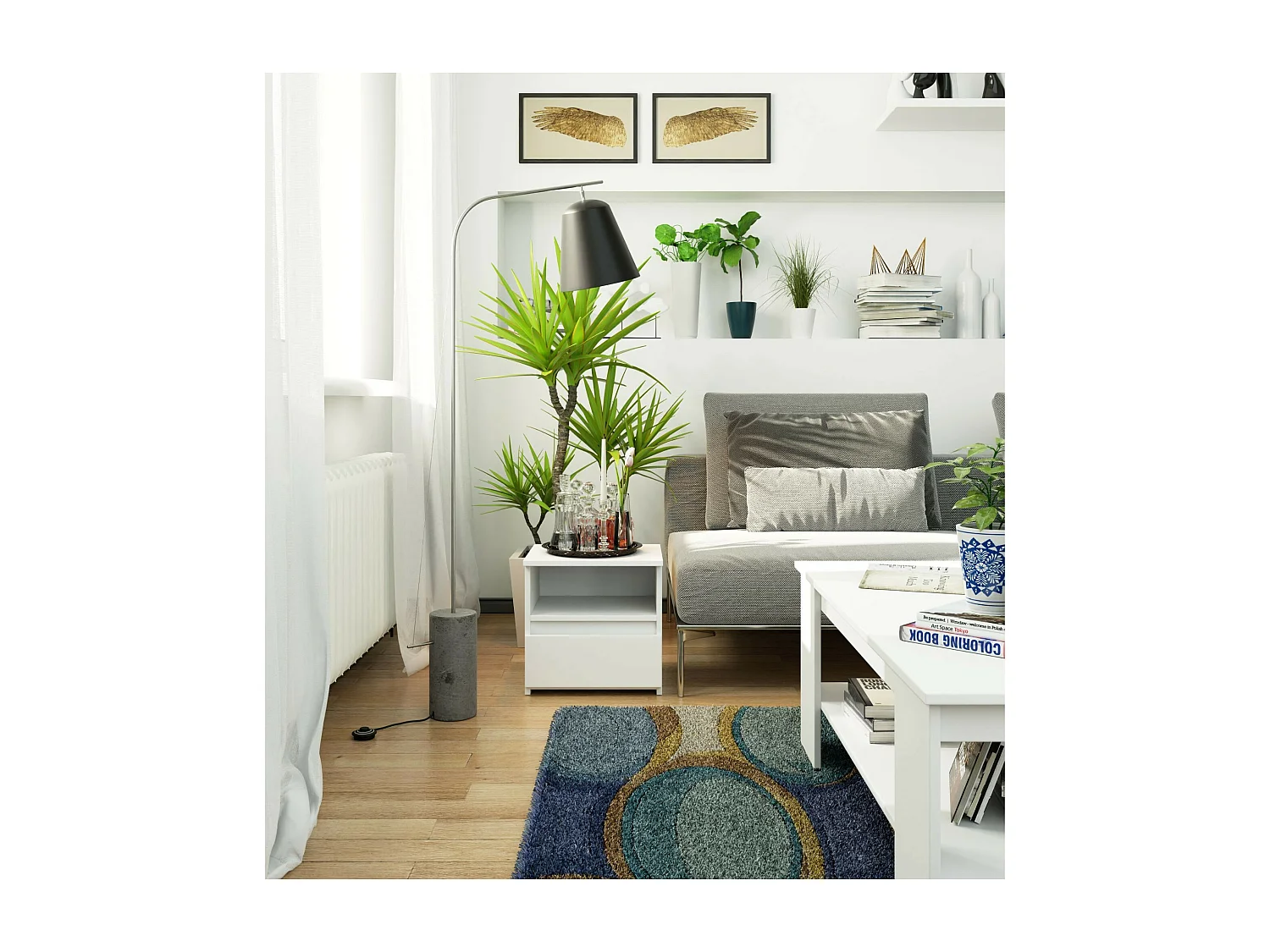 Nachttisch in minimalistischer Optik AKORD CL1 in der Farbe Weiß Schublade B40 x H40 x T35 cm