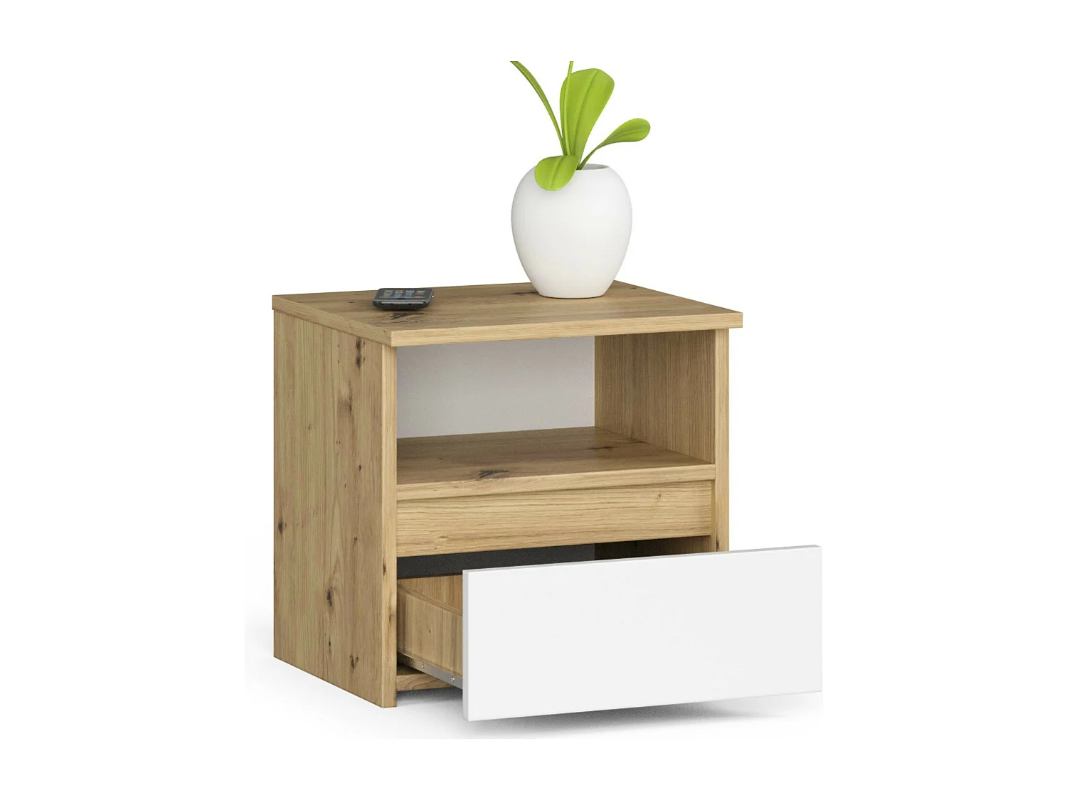 Nachtkastje CL1 met 1 Lade / AKORD Furniture Factory / Artisan Eik - Wit / 40 x 40 x 35 cm