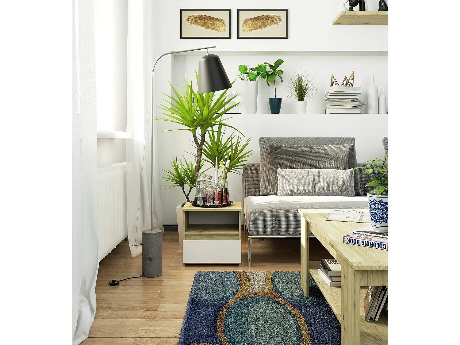 Nachtkastje CL1 met 1 Lade / AKORD Furniture Factory / Artisan Eik - Wit / 40 x 40 x 35 cm