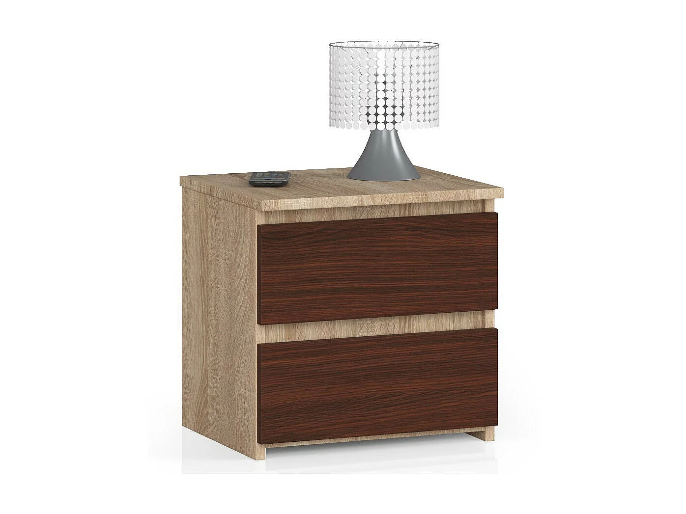 Comodino AKORD CL2 Sonoma Quercia 40 cm 2 cassetti inserto frontale Wengé 40x35x40 cm