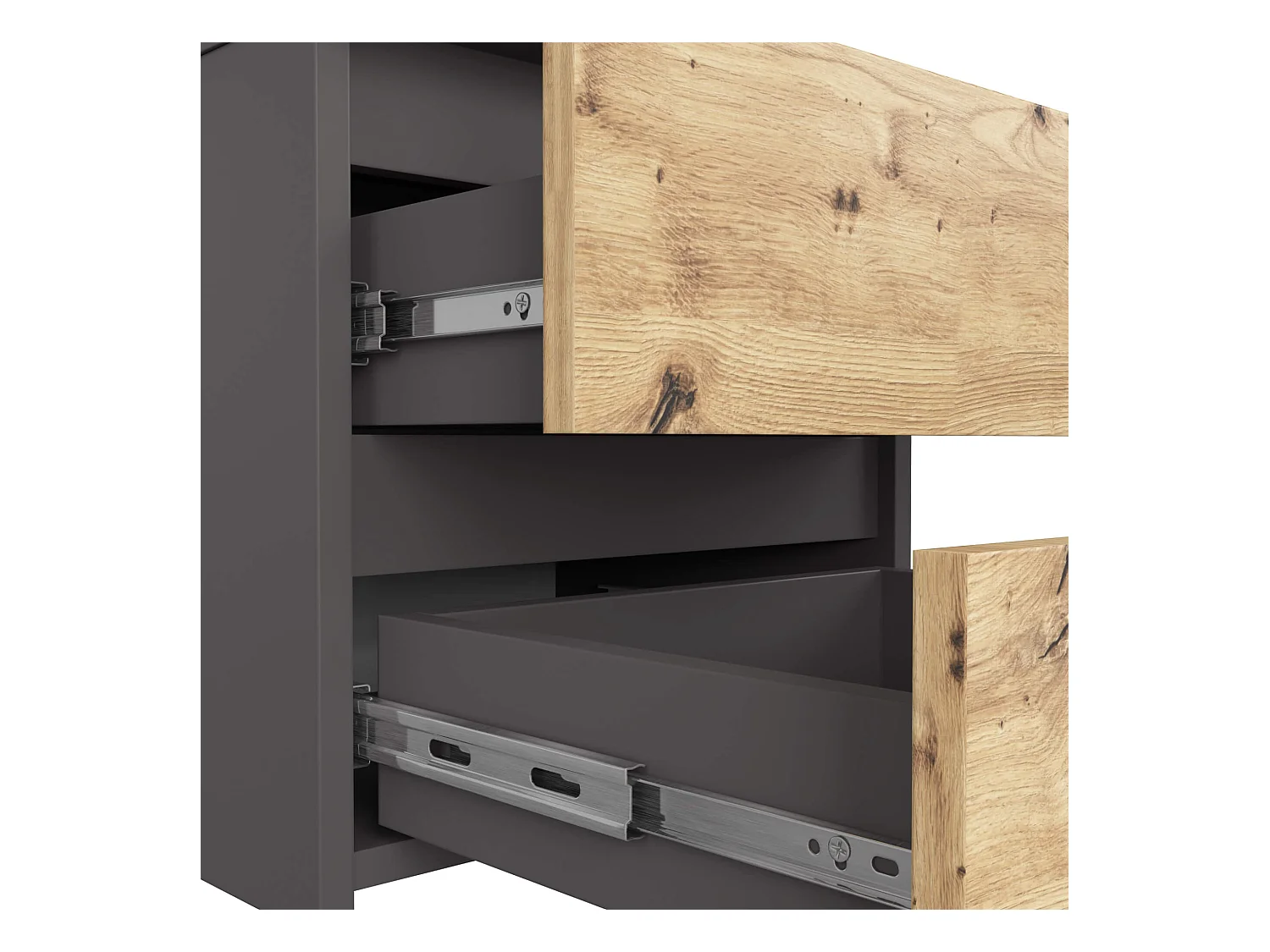 Nachtkastje CL2 met 2 Lades / AKORD Furniture Factory / Grafietgrijs - Eiken / 40 x 40 x 35 cm