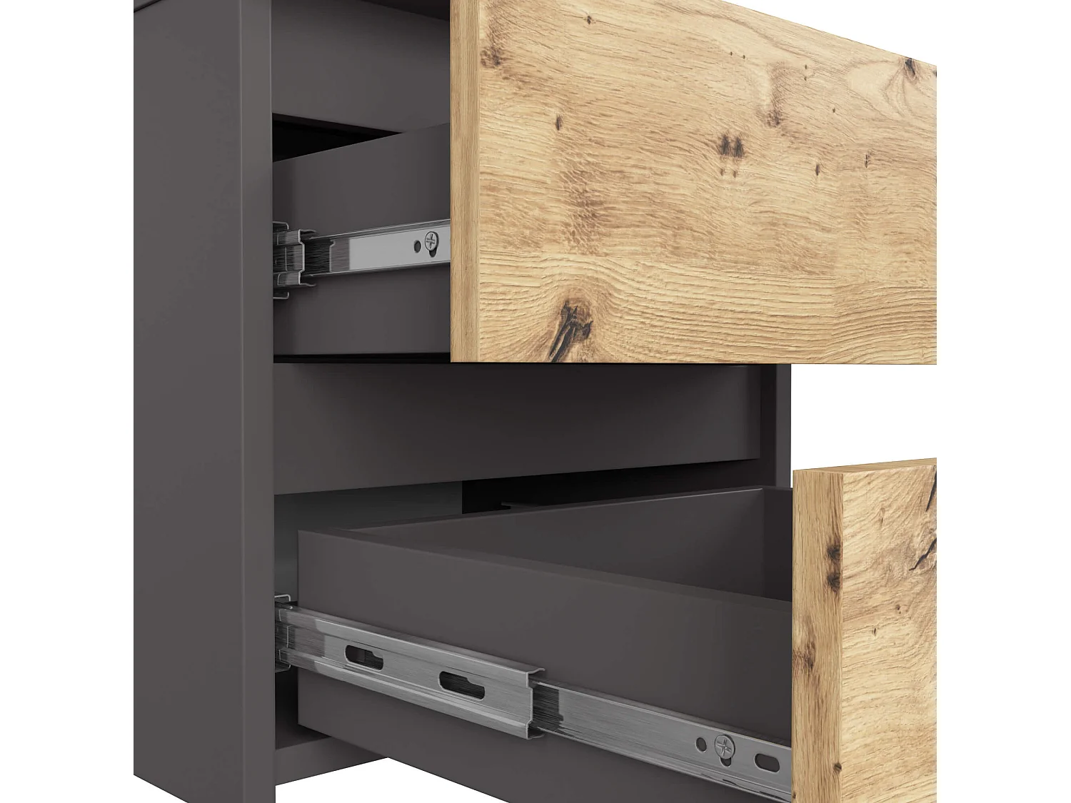 Nachtkastje CL2 met 2 Lades / AKORD Furniture Factory / Grafietgrijs - Eiken / 40 x 40 x 35 cm
