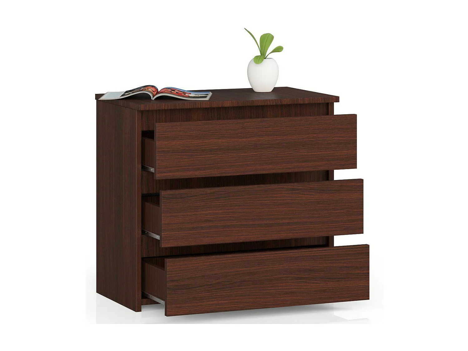 Table de chevet AKORD CL3 Wengé 60 cm 3 tiroirs façade Wengé 60x35x57 cm