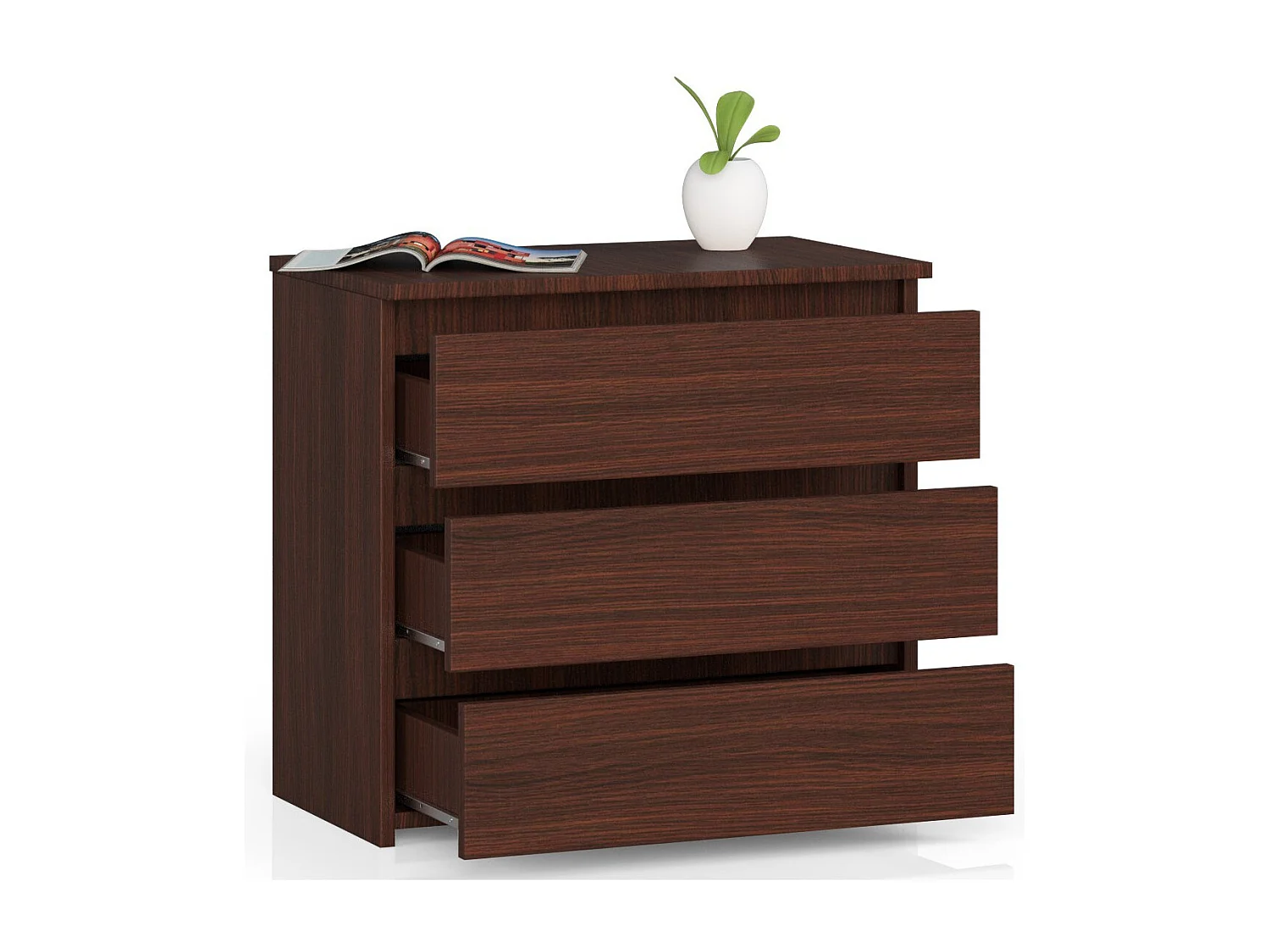 Szafka nocna AKORD CL3 Wenge 60 cm 3 szuflady kolor Wenge mat 60x35x57 cm