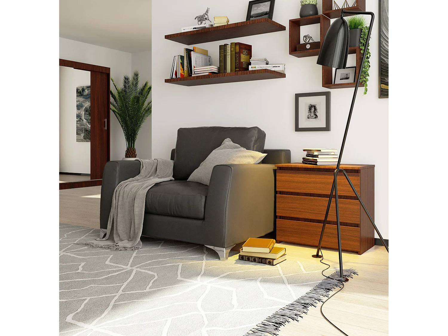 Szafka nocna AKORD CL3 Wenge 60 cm 3 szuflady kolor Wenge mat 60x35x57 cm