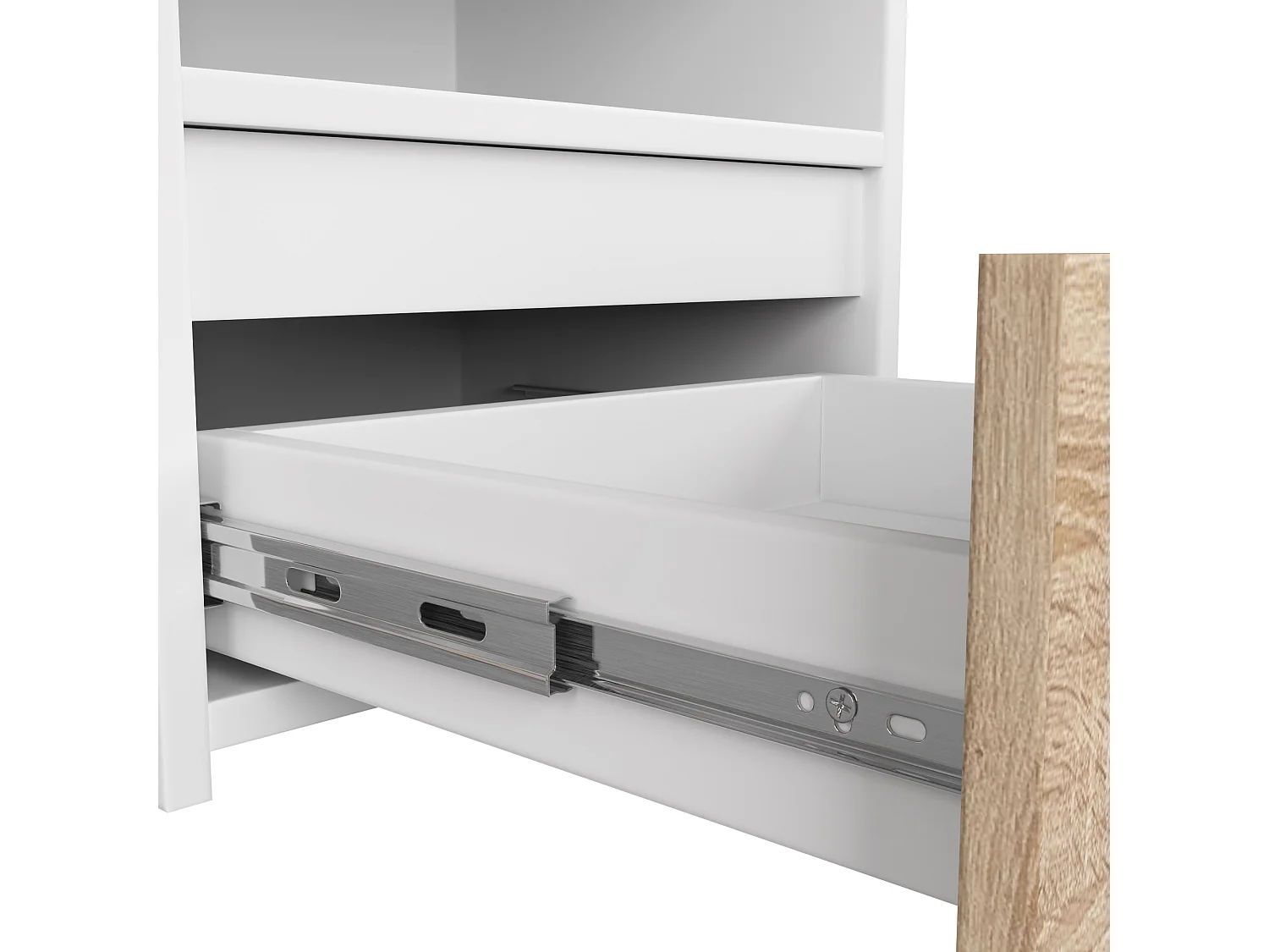 Nachtkastje CL1 met 1 Lade / AKORD Furniture Factory / Wit – Sonoma Eik / 40 x 40 x 35 cm