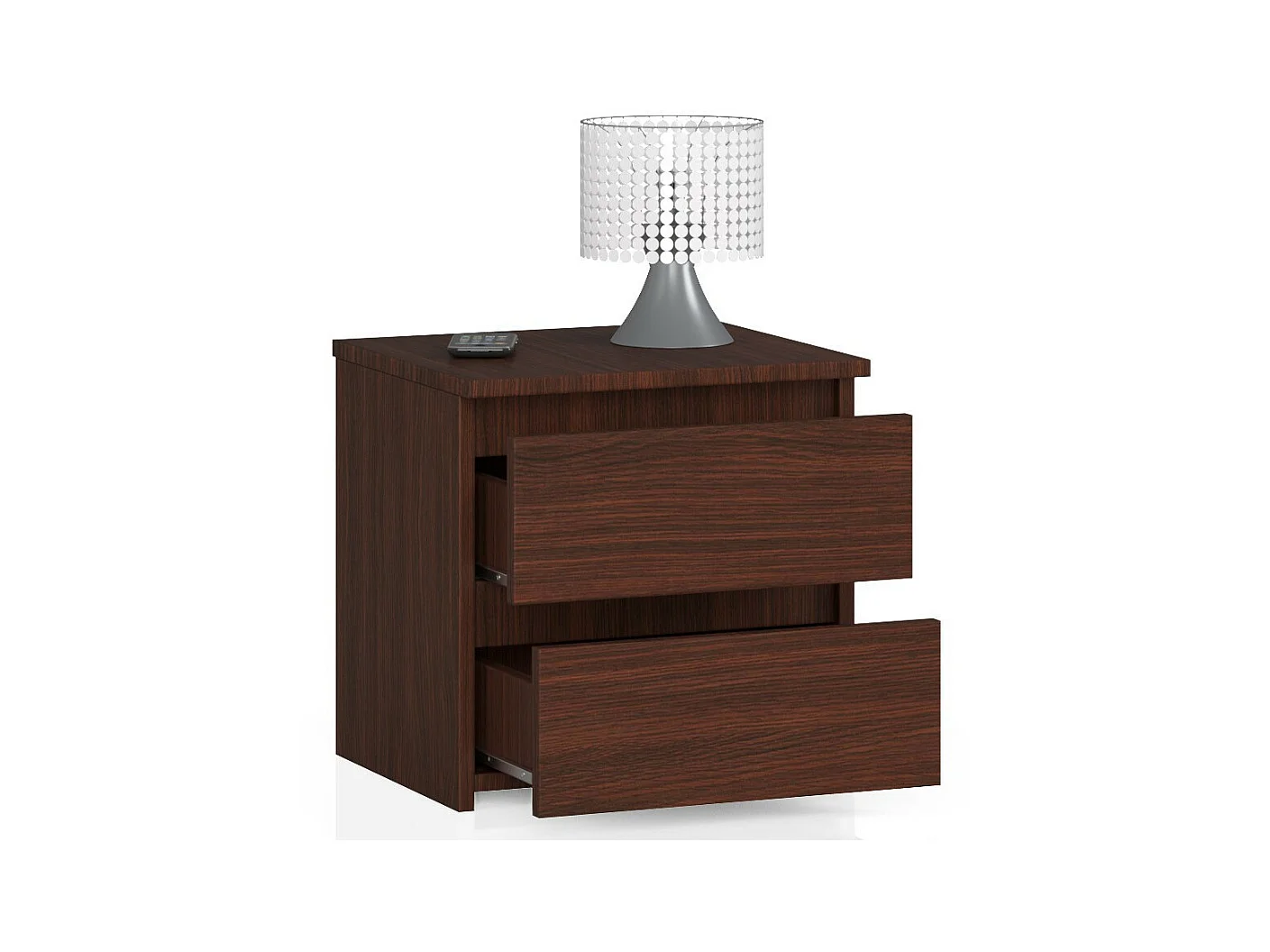Nachttisch in minimalistischer Optik AKORD CL2 in der Farbe Wenge mit 2 Schubladen B40 x H40 x T35 cm