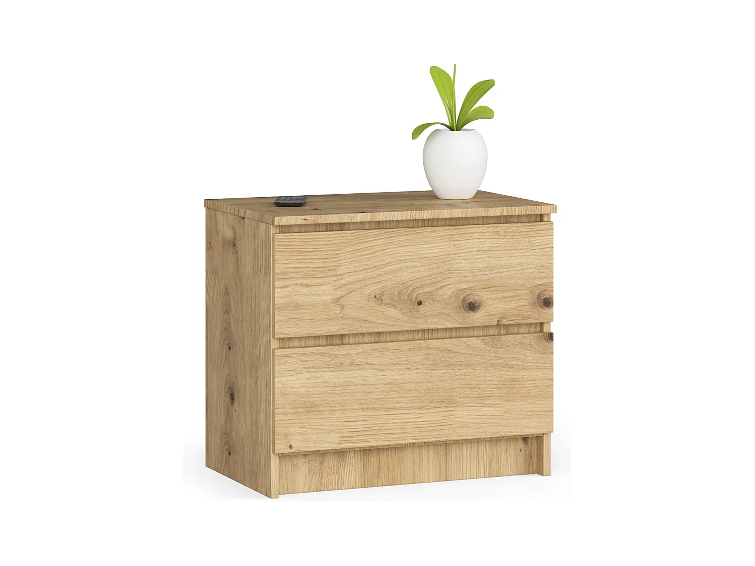Table de chevet AKORD K60 Chêne Artisan 60 cm 2 tiroirs façade Chêne Artisan 60x40x55 cm