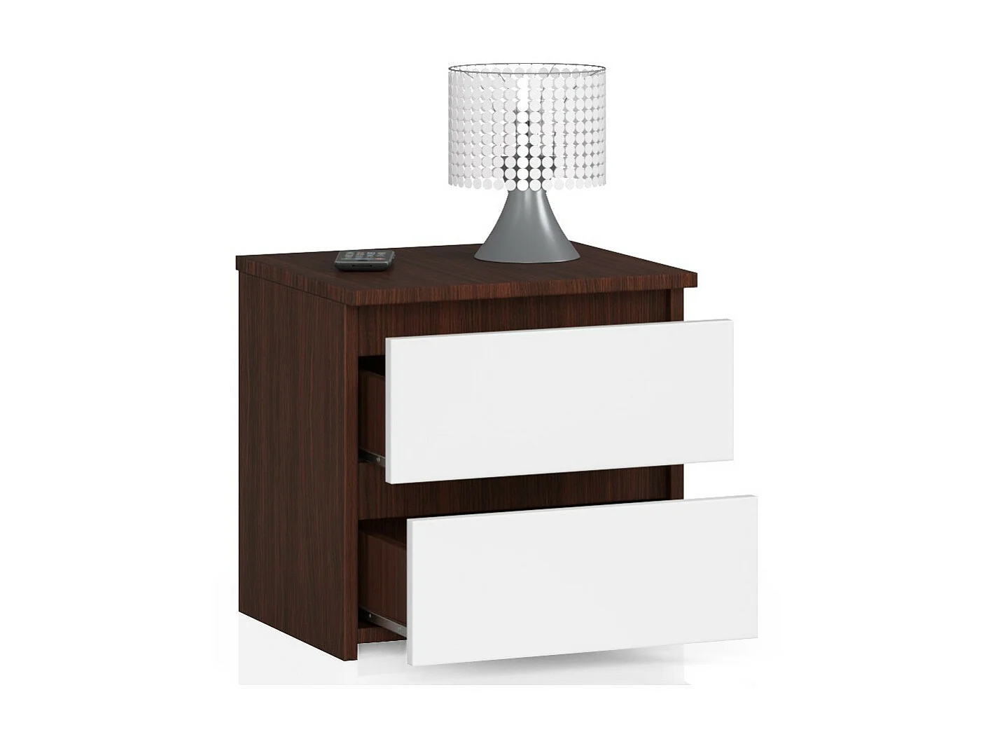 Nachtkastje CL2 met 2 Lades / AKORD Furniture Factory / Venge - Wit / 40 x 40 x 35 cm