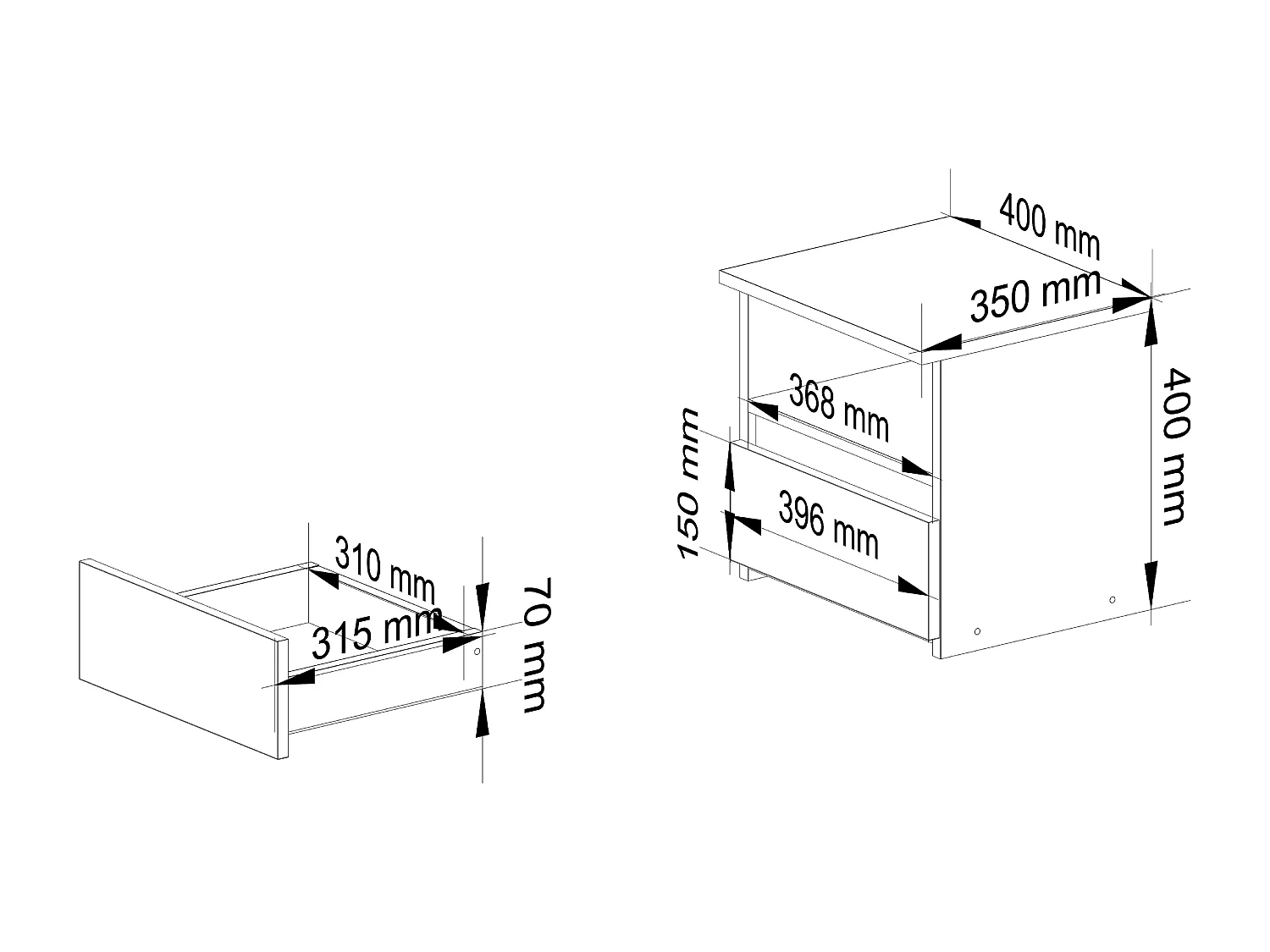 Nachtkastje CL1 met 1 Lade / AKORD Furniture Factory / Els / 40 x 40 x 35 cm
