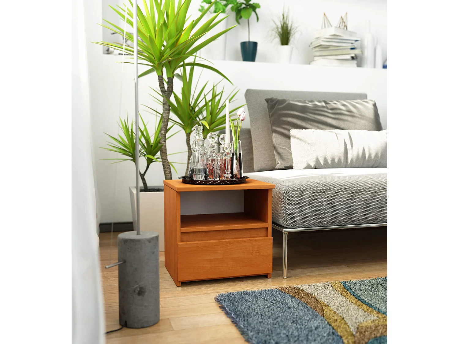 Table de chevet AKORD CL1 Aulne 40 cm 1 tiroir façade Aulne 1 étagère 40x35x40 cm