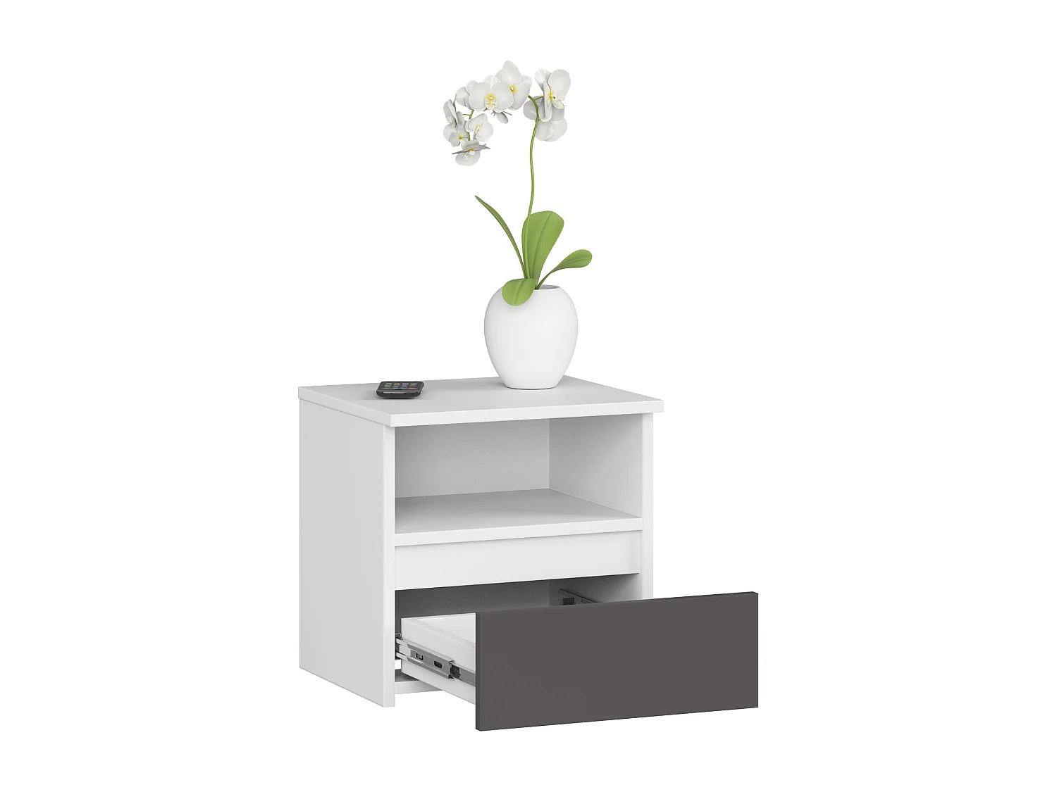 Nachtkastje CL1 met 1 Lade / AKORD Furniture Factory / Wit - Grafietgrijs / 40 x 40 x 35 cm