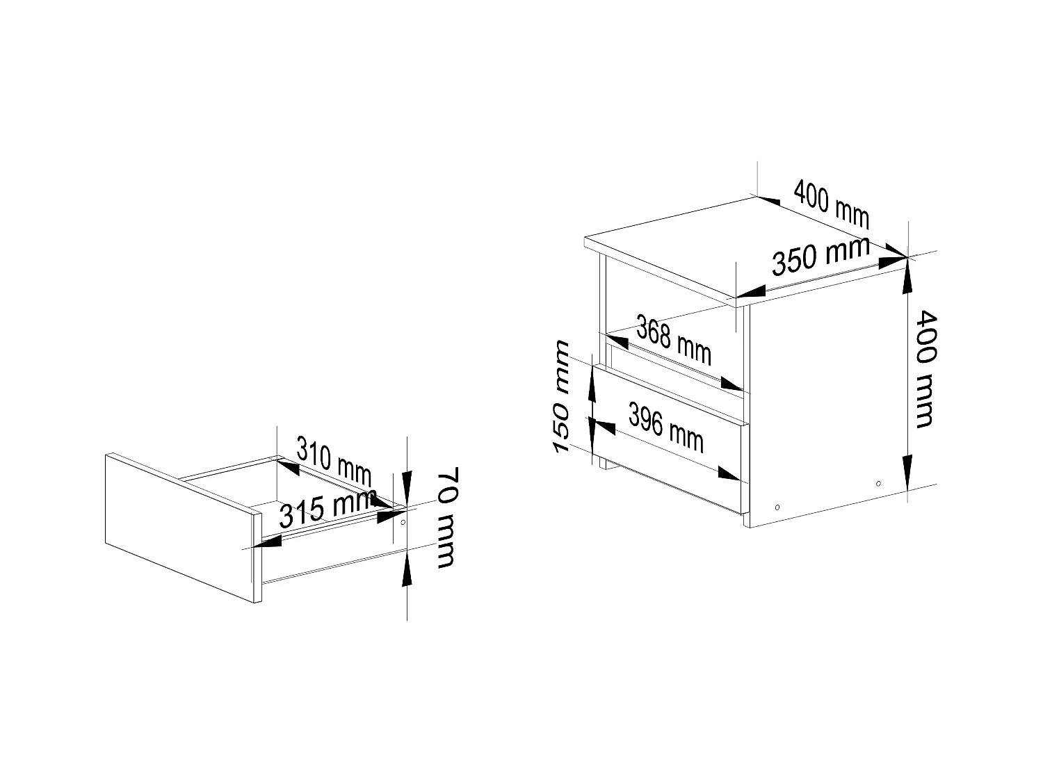 Table de chevet AKORD CL1 Gris Graphite 40 cm 1 tiroir façade Chêne Artisan 1 étagère 40x35x40 cm