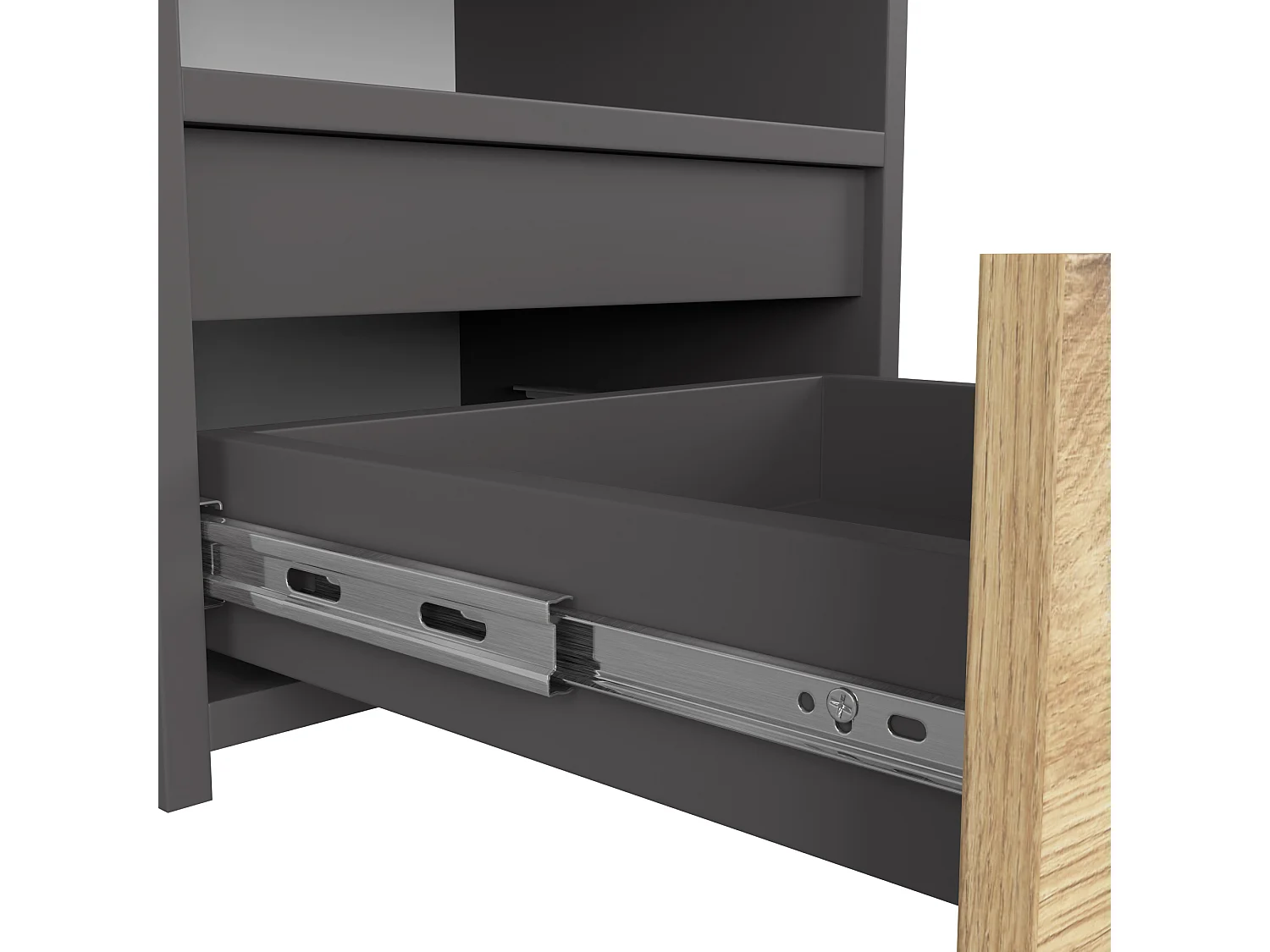 Nachtkastje CL1 met 1 Lade / AKORD Furniture Factory / Grafietgrijs - Eiken / 40 x 40 x 35 cm