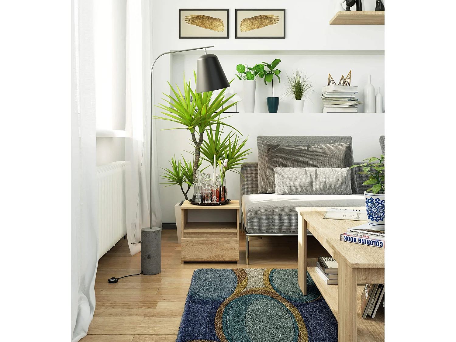 Szafka nocna AKORD CL1 Dąb Sonoma 40 cm 1 szuflada kolor Dąb Sonoma mat 1 półka 40x35x40 cm