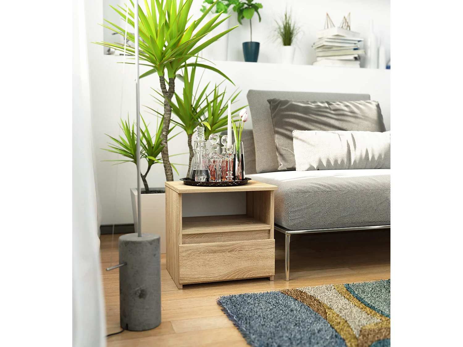 Table de chevet AKORD CL1 Chêne Sonoma 40 cm 1 tiroir façade Chêne Sonoma 1 étagère 40x35x40 cm