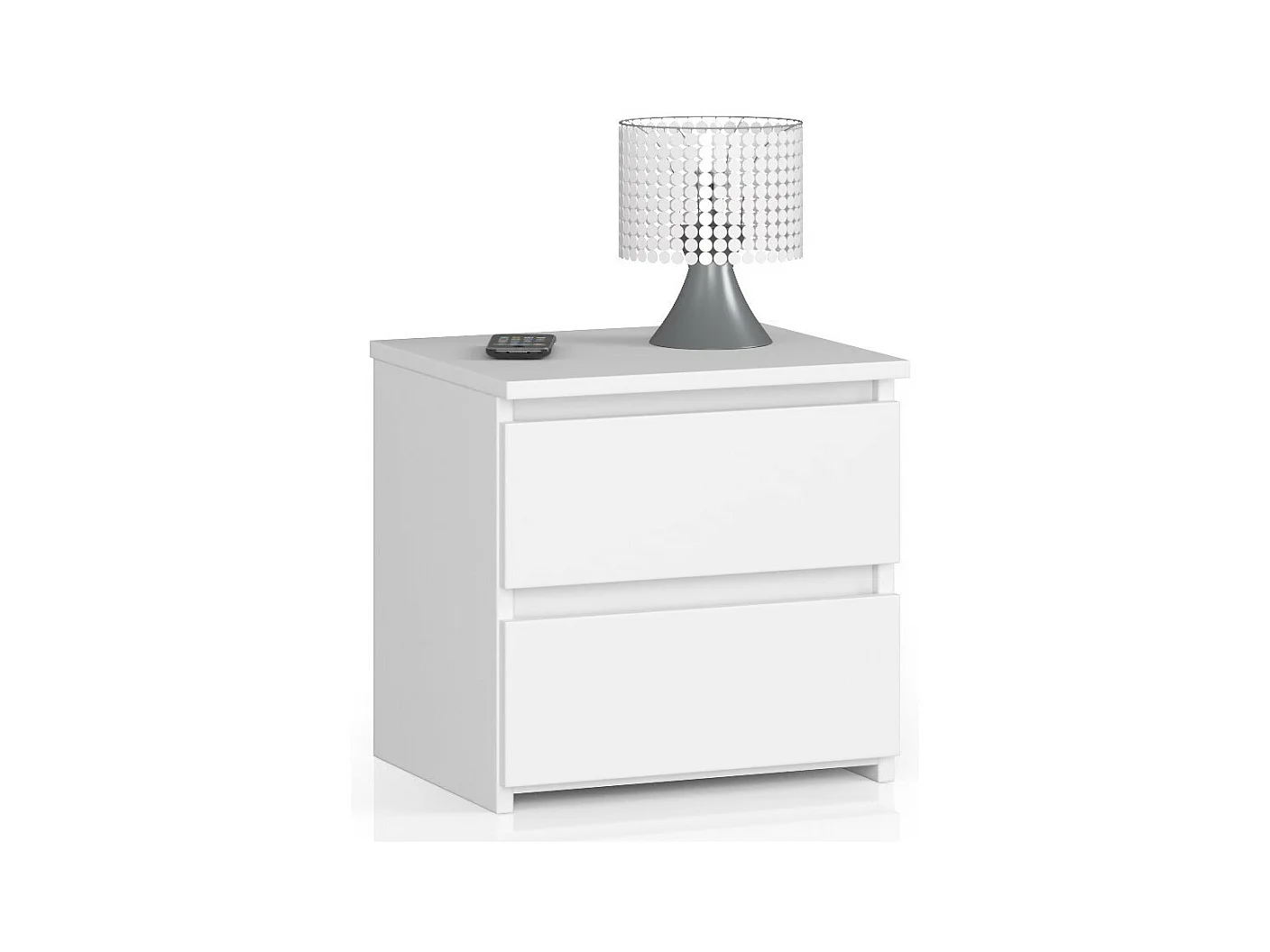 Nachttisch in minimalistischer Optik AKORD CL2 in der Farbe Weiß mit 2 Schubladen B40 x H40 x T35 cm