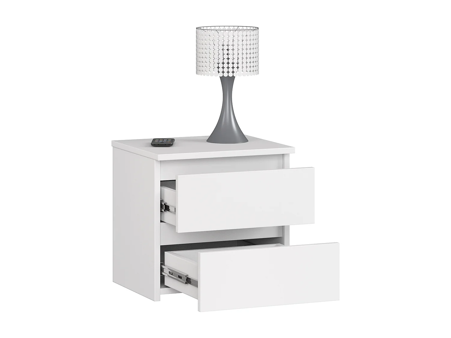 Table de chevet AKORD CL2 Blanche 40 cm 2 tiroirs façade Blanche 40x35x40 cm