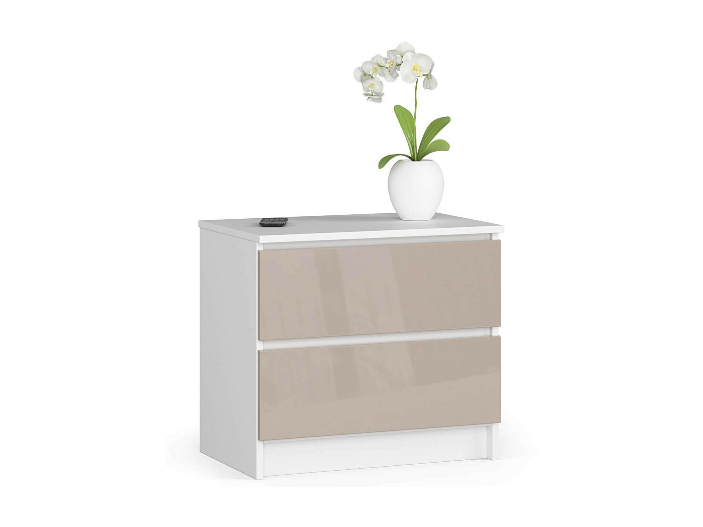 CLIPOP Set di 2 comodini con illuminazione a LED e presa, tavolino moderno con cassetto e funzione di ricarica, comodino, bianco, per soggiorno, camera da letto