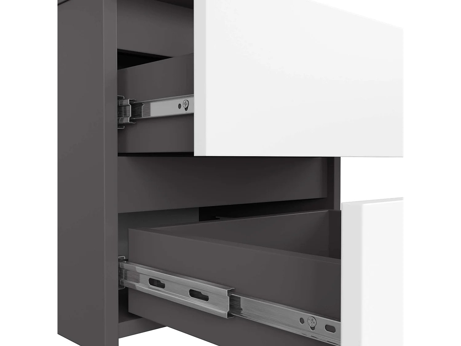 Nachtkastje CL2 met 2 Lades / AKORD Furniture Factory / Grafietgrijs - Wit / 40 x 40 x 35 cm