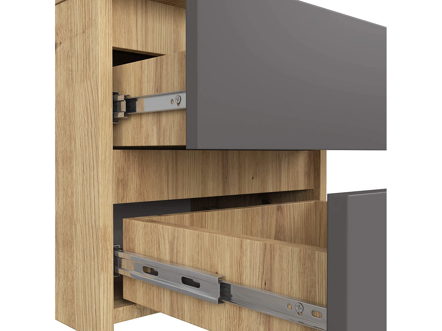 Nachtkastje CL2 met 2 Lades / AKORD Furniture Factory / Artisan Eik - Grafietgrijs / 40 x 40 x 35 cm