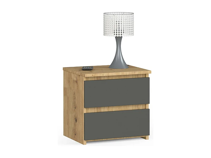 Nachtkastje CL2 met 2 Lades / AKORD Furniture Factory / Artisan Eik - Grafietgrijs / 40 x 40 x 35 cm