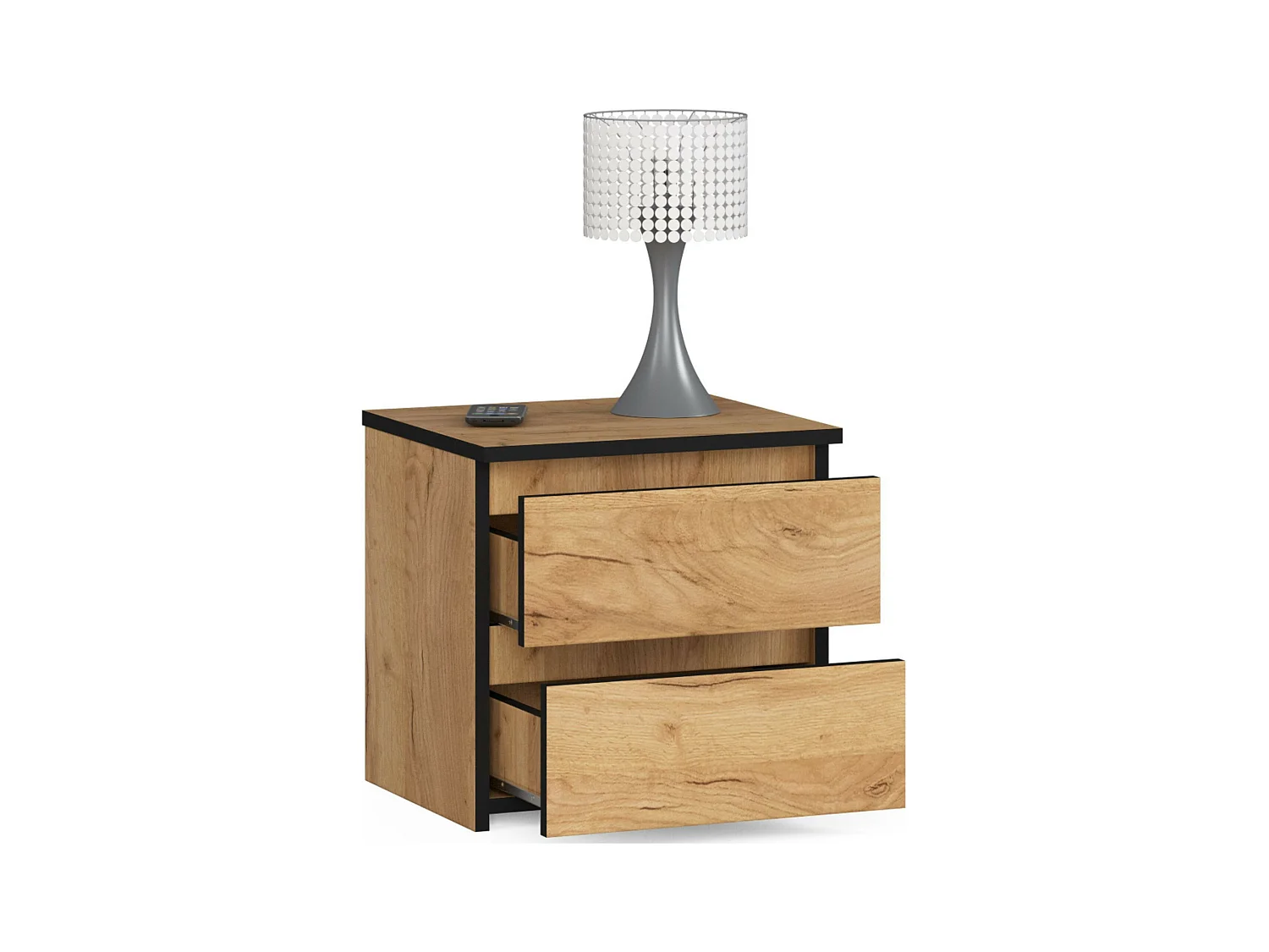 Table de chevet AKORD CL2 Chêne Craft 40 cm 2 tiroirs façade Chêne Craft 40x35x40 cm